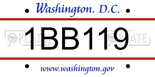 1BB119 District Of Columbia License Plate