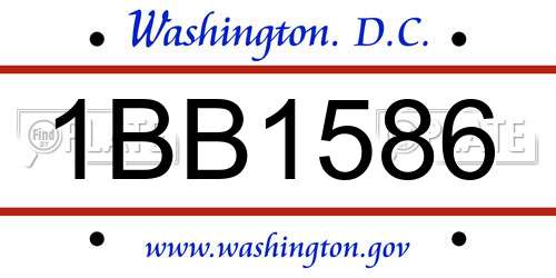 1BB1586 District Of Columbia License Plate