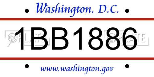 1BB1886 District Of Columbia License Plate