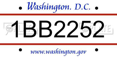 1BB2252 District Of Columbia License Plate
