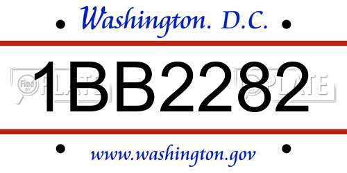 1BB2282 District Of Columbia License Plate