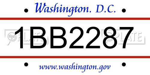 1BB2287 District Of Columbia License Plate