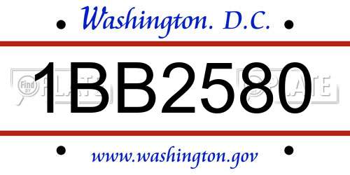 1BB2580 District Of Columbia License Plate