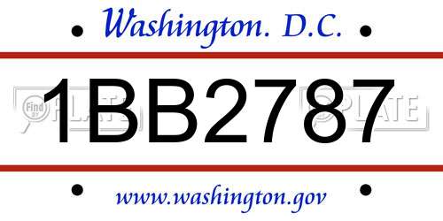 1BB2787 District Of Columbia License Plate