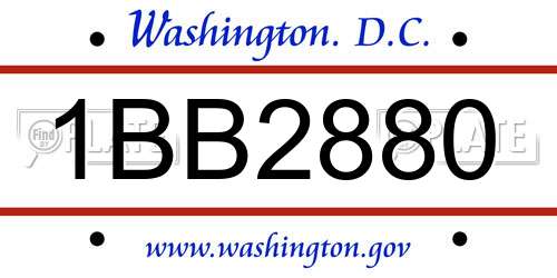 1BB2880 District Of Columbia License Plate