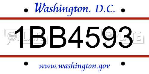 1BB4593 District Of Columbia License Plate