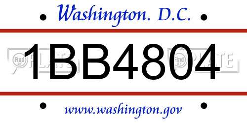 1BB4804 District Of Columbia License Plate