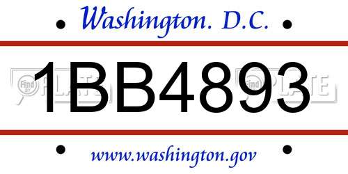 1BB4893 District Of Columbia License Plate