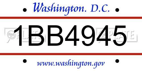 1BB4945 District Of Columbia License Plate