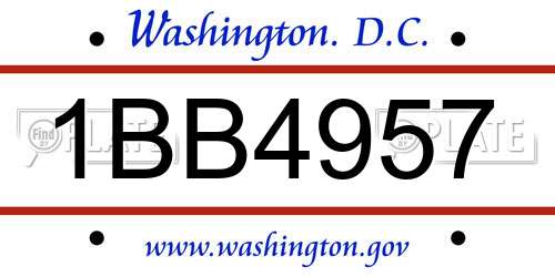 1BB4957 District Of Columbia License Plate