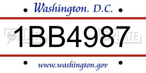 1BB4987 District Of Columbia License Plate
