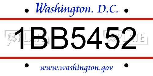 1BB5452 District Of Columbia License Plate