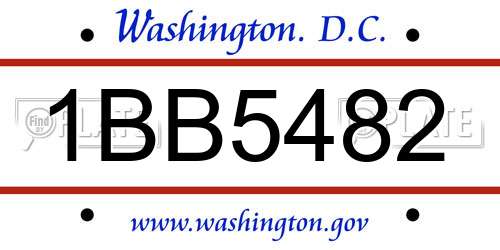 1BB5482 District Of Columbia License Plate