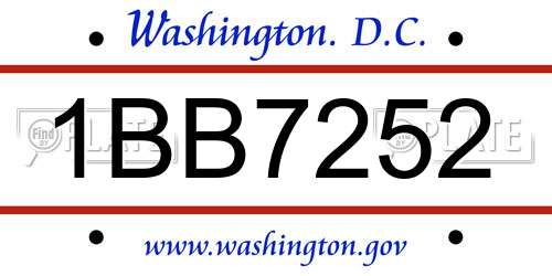 1BB7252 District Of Columbia License Plate