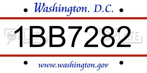 1BB7282 District Of Columbia License Plate