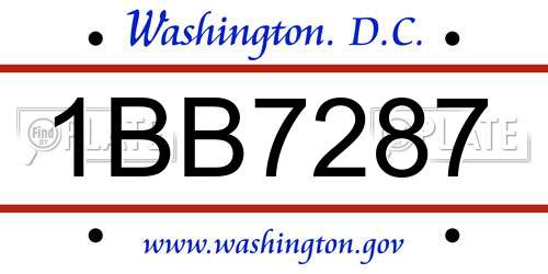 1BB7287 District Of Columbia License Plate