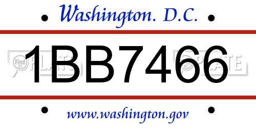 1BB7466 District Of Columbia License Plate