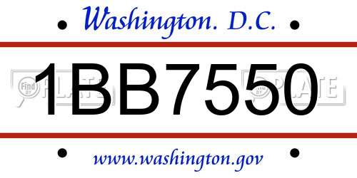 1BB7550 District Of Columbia License Plate