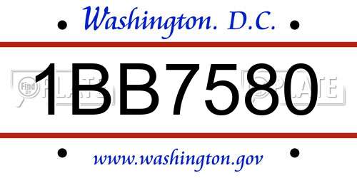 1BB7580 District Of Columbia License Plate