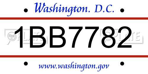 1BB7782 District Of Columbia License Plate