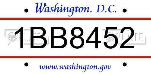 1BB8452 District Of Columbia License Plate