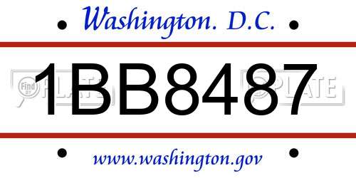 1BB8487 District Of Columbia License Plate