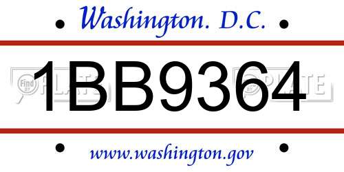 1BB9364 District Of Columbia License Plate