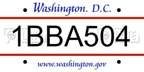 1BBA504 District Of Columbia License Plate