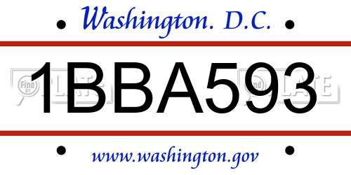 1BBA593 District Of Columbia License Plate