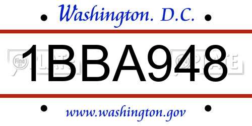 1BBA948 District Of Columbia License Plate