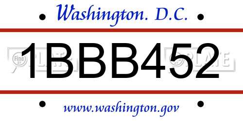 1BBB452 District Of Columbia License Plate