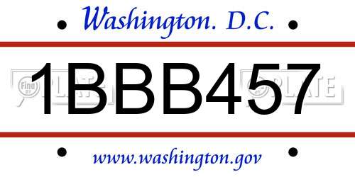 1BBB457 District Of Columbia License Plate