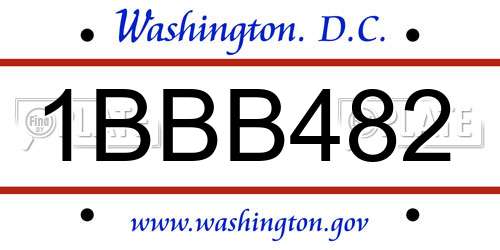 1BBB482 District Of Columbia License Plate