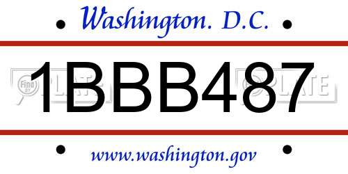 1BBB487 District Of Columbia License Plate