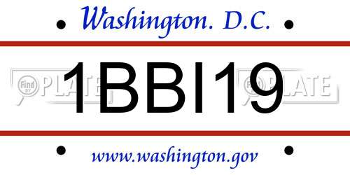 1BBI19 District Of Columbia License Plate