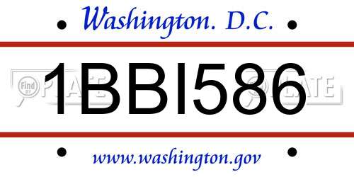 1BBI586 District Of Columbia License Plate