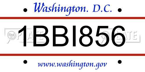1BBI856 District Of Columbia License Plate