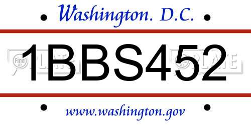 1BBS452 District Of Columbia License Plate
