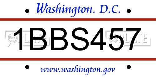 1BBS457 District Of Columbia License Plate