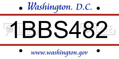 1BBS482 District Of Columbia License Plate
