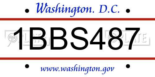 1BBS487 District Of Columbia License Plate
