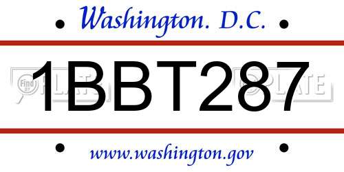 1BBT287 District Of Columbia License Plate