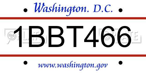 1BBT466 District Of Columbia License Plate