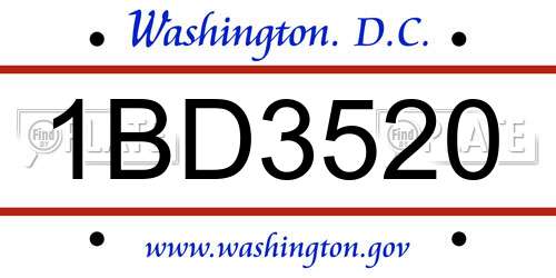 1BD3520 District Of Columbia License Plate