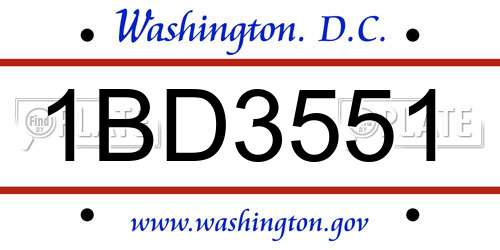 1BD3551 District Of Columbia License Plate
