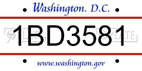 1BD3581 District Of Columbia License Plate