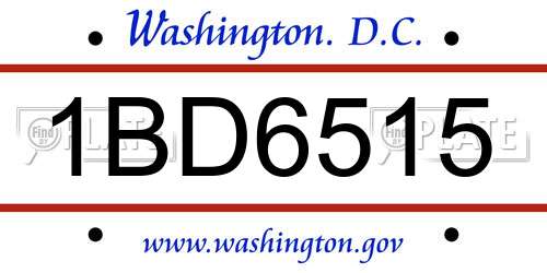 1BD6515 District Of Columbia License Plate