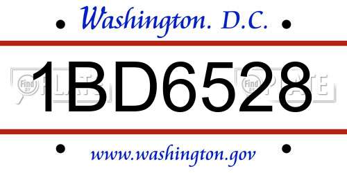 1BD6528 District Of Columbia License Plate