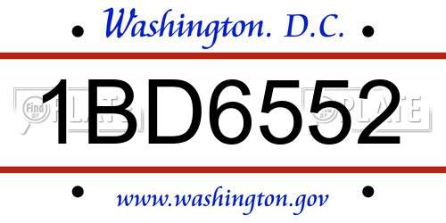 1BD6552 District Of Columbia License Plate