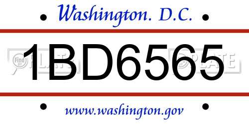 1BD6565 District Of Columbia License Plate
